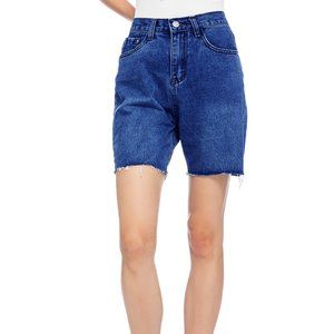 High Waisted Bermuda Denim Shorts